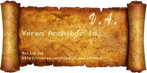 Veres Archibáld névjegykártya